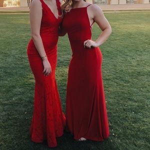 Long Red Prom Dress Open Back
